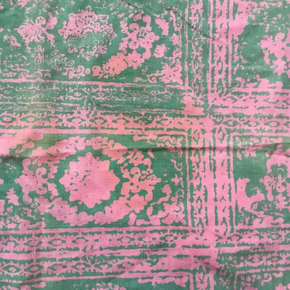 Vtg Douglas Ram Samuj Pink & Green Abstract Hand Printed Textile Yardage Fabric - Picture 11 of 14